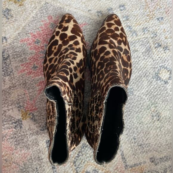 Rebecca Minkoff Women Maydsin Leopard Pointed Toe Calfskin Ankle Boots Size 7 - Picture 8 of 9